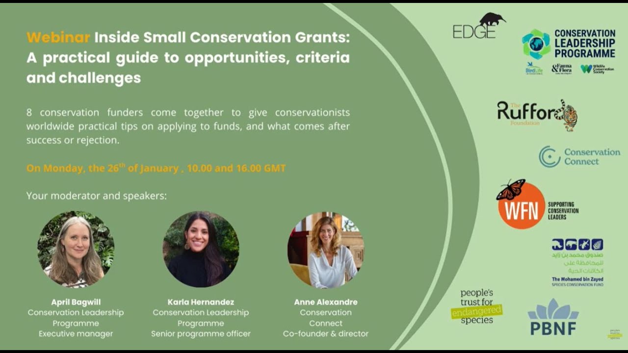 Inside Small Conservation Grants: A practical guide to opportunities, criteria and challenges - 4pm