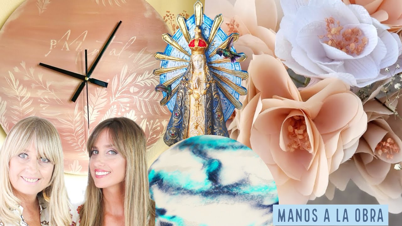 Manos a la Obra 2024 Programa 30  Vidrio Líquido Reloj  Stencil  Flores de tela  Virgen con colibrí