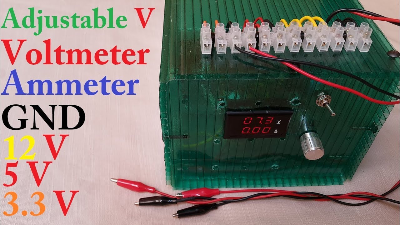 اصنع بور سبلاي احترافي متعدد الفولت به قياس الفولت والامبير How to make very simple Power supply