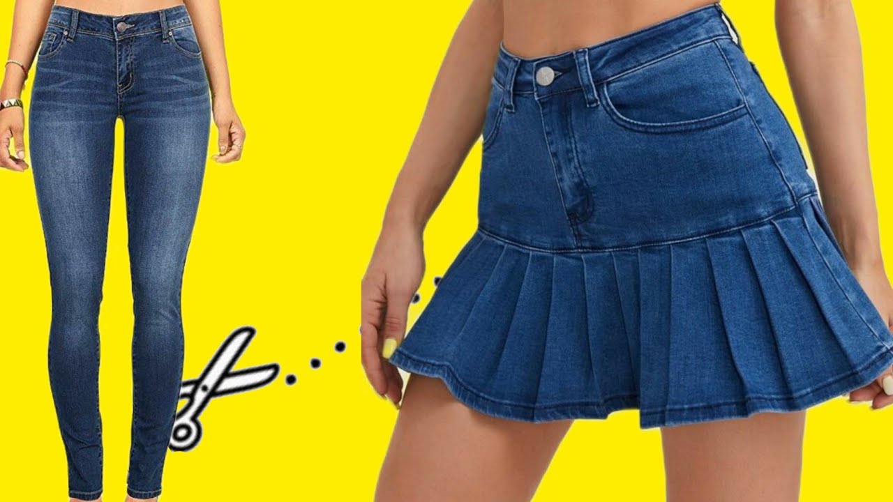 TRANSFORMADO CALÇA JEANS EM  SAIA ||ficou linda 😍custumizando