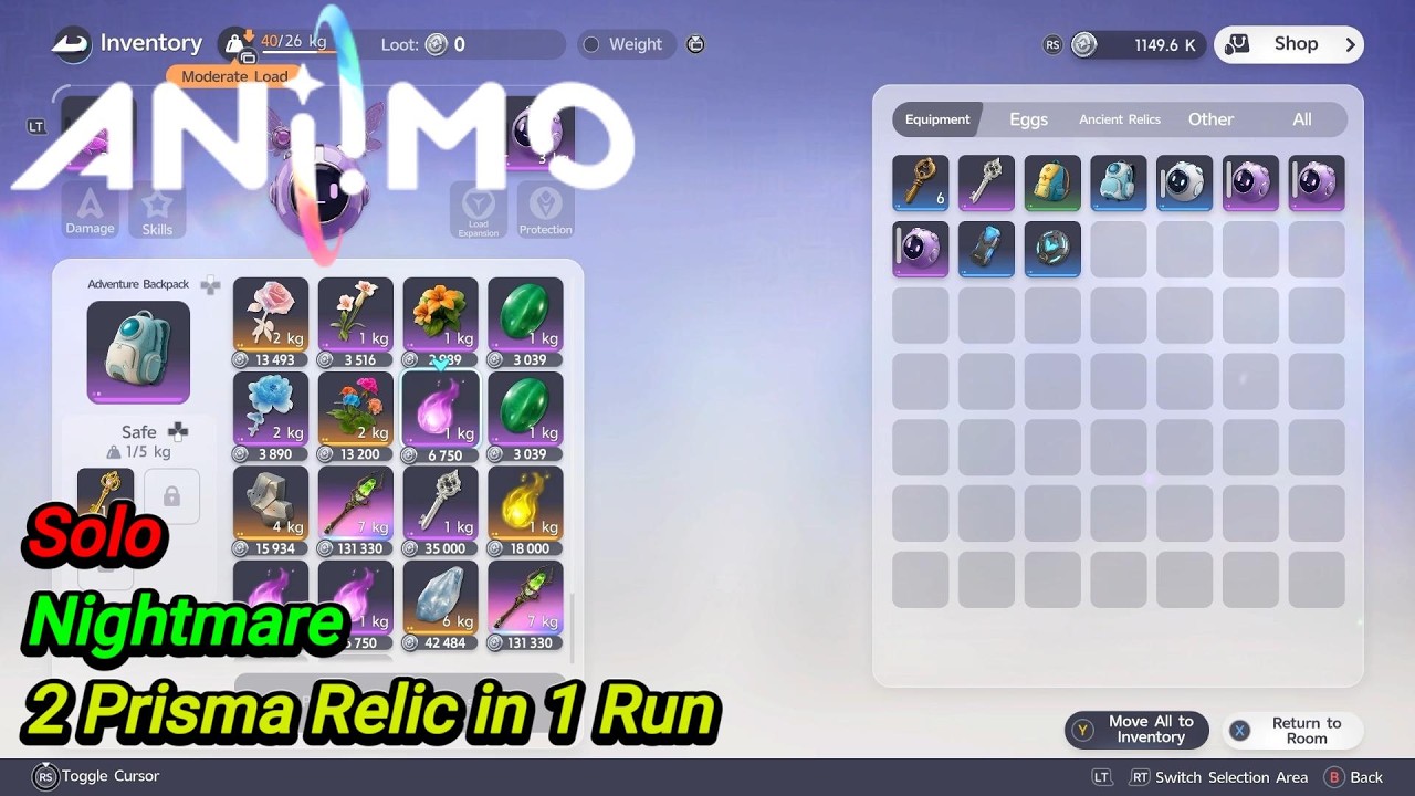 Aniimo / Operation Egg Heist / 2 Prisma Relic in 1 Run / Nightmare / Solo