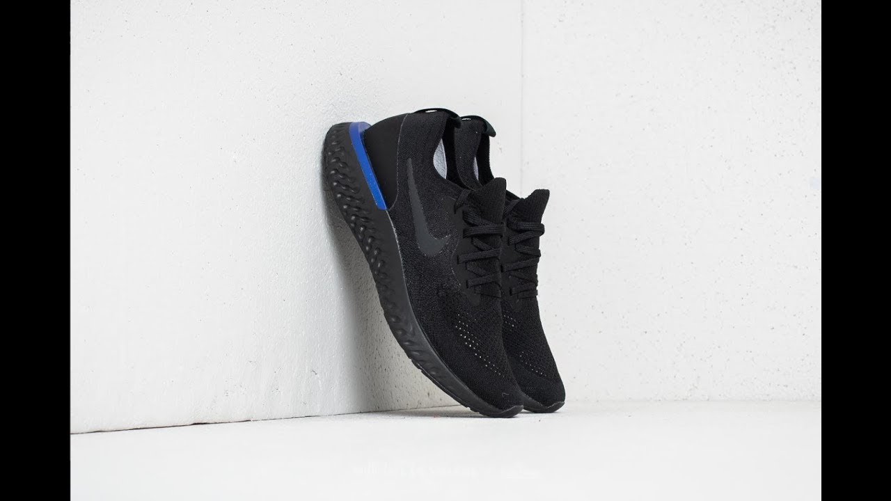 Nike Epic React Flyknit (Black & Blue) | On feet | Sneakeroom