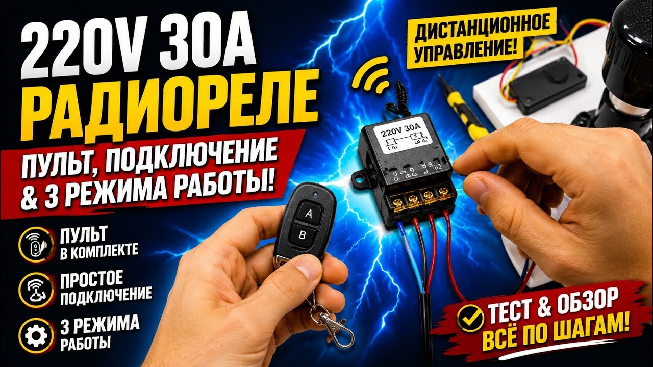 Дистанционный выключатель Мощное радиореле 220В 30А: Обзор, подключение и настройка 3 режимов работы