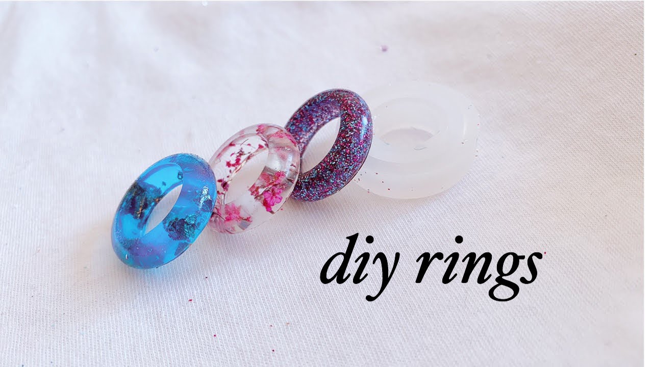 How to make  3 resin rings designs/making resin rings with flowers inside/3 beautiful resin rings