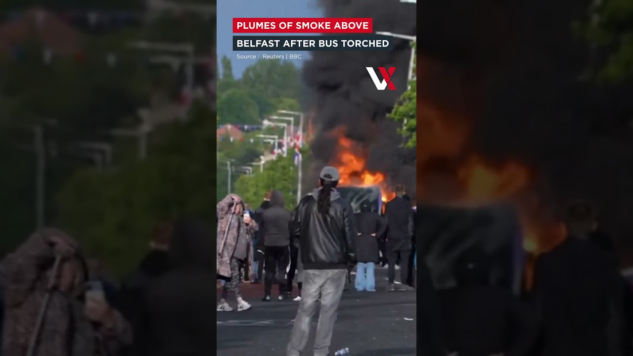 Plumes Of Smoke Rise Over Belfast As bus Is Set Ablaze During Unrest | VERTEX