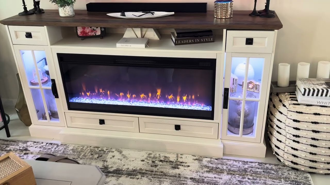 Timelapse: Building a Farmhouse Entertainment TV Stand with Fireplace & LED Lights