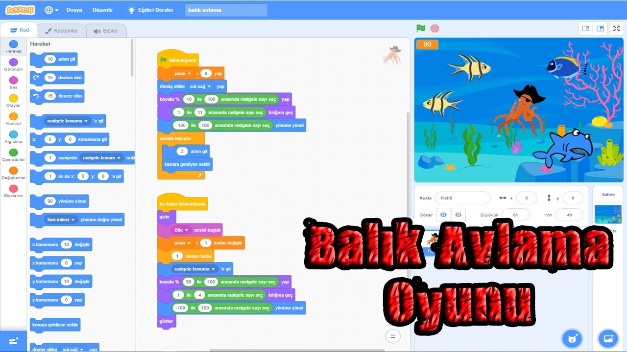 Scratch 3.0 Balık Avlama Oyunu