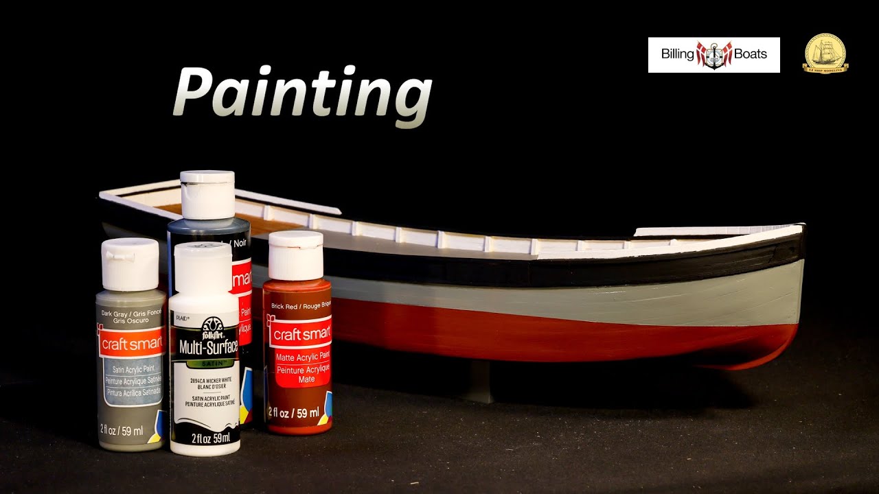 The MOST Satisfying Step of Wood Ship Model Building, Painting the Hull, Billing Boats