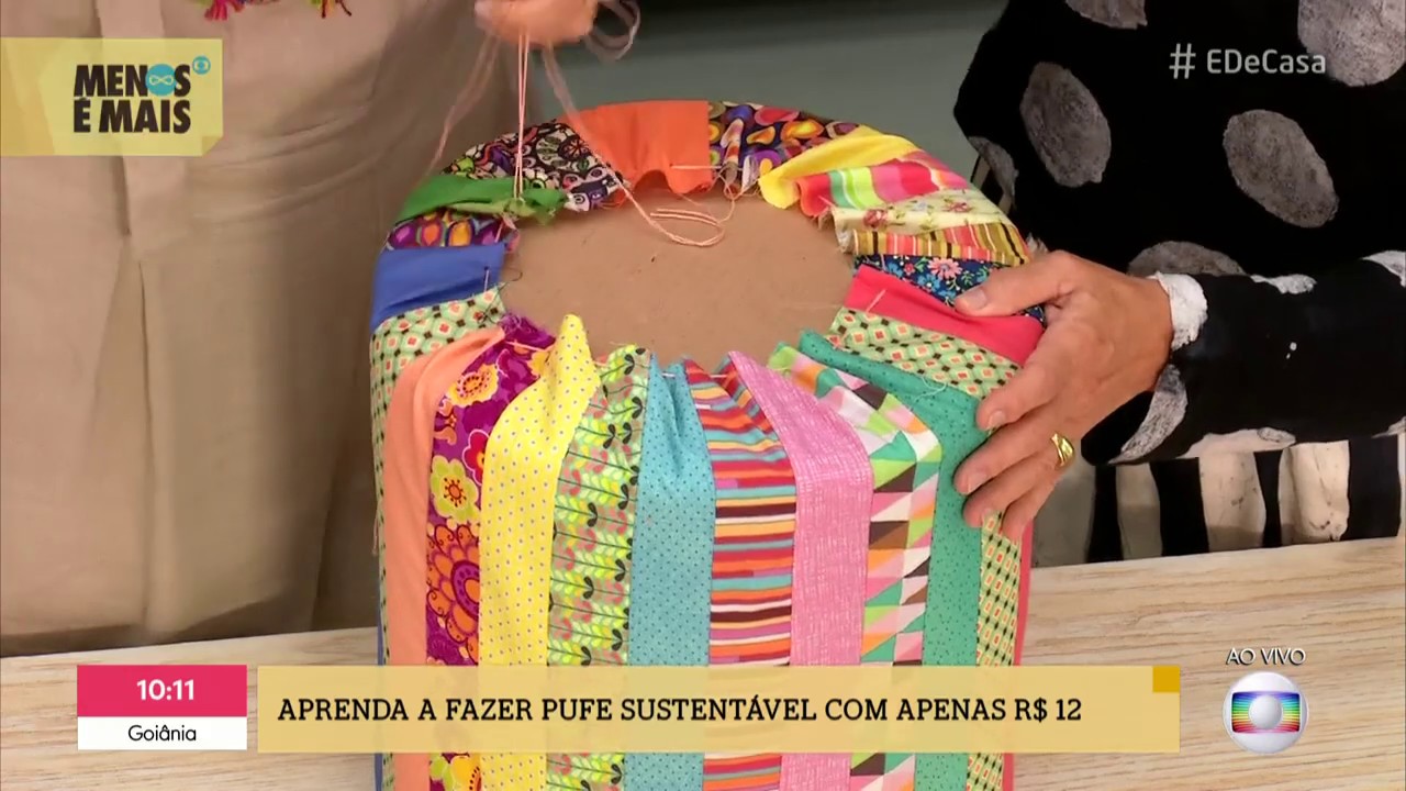 DÉCOR SUSTENTÁVEL - PUFE COM GARRAFAS PET - Lu Gastal no É de Casa