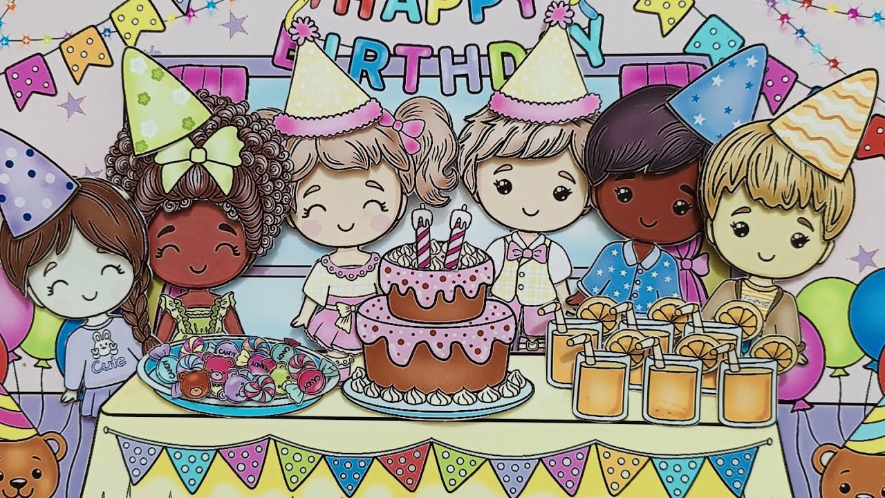 Printable Paper Birthday Party Dollhouse Crafts, 