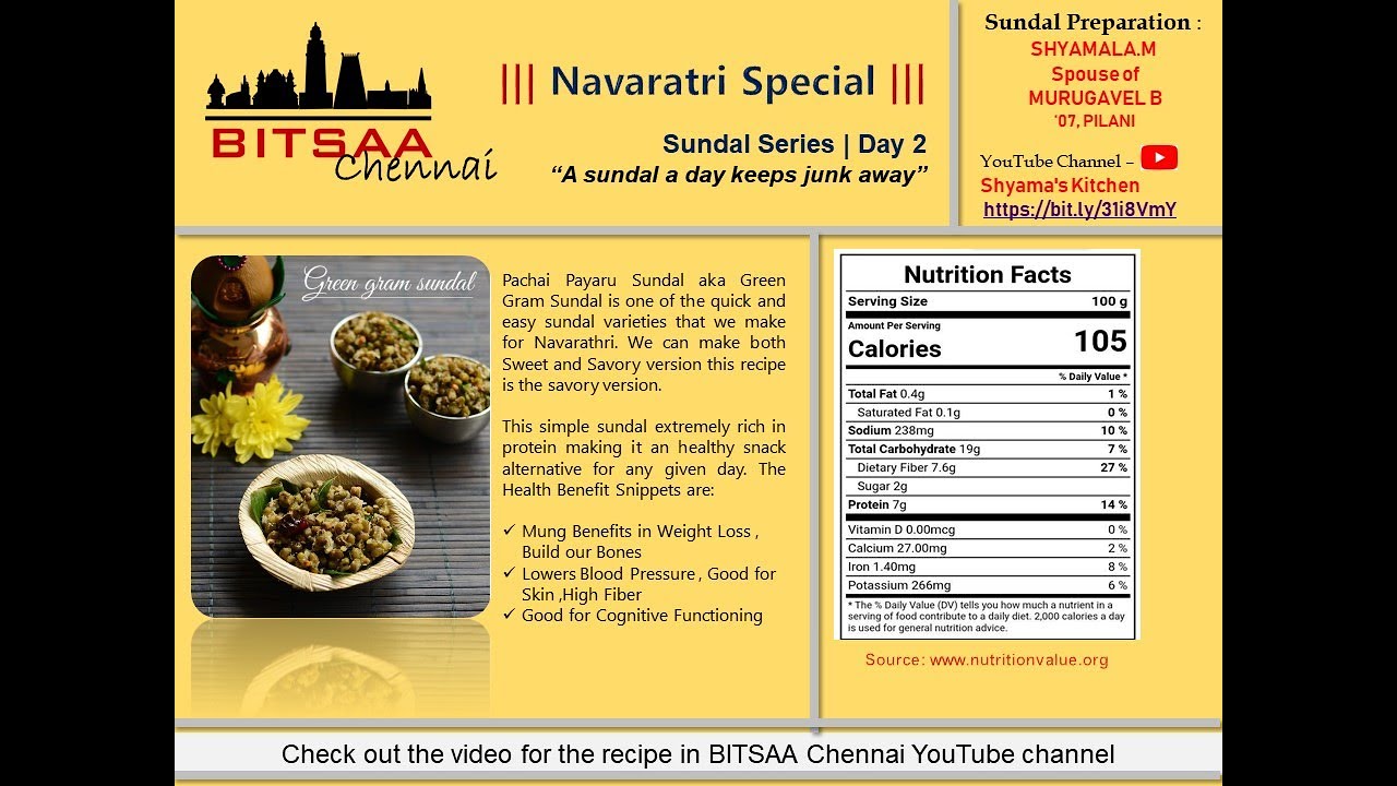 BITSAA Chennai - Navaratri Special | Day-2 | Green Gram Sundal