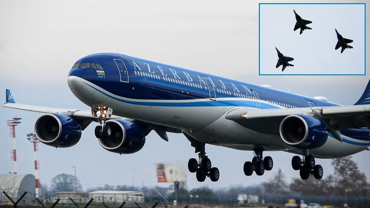 MiG 29 ESCORT | Azerbaijan Government Airbus A340-642 (4K-AI08) Landing At Belgrade Airport