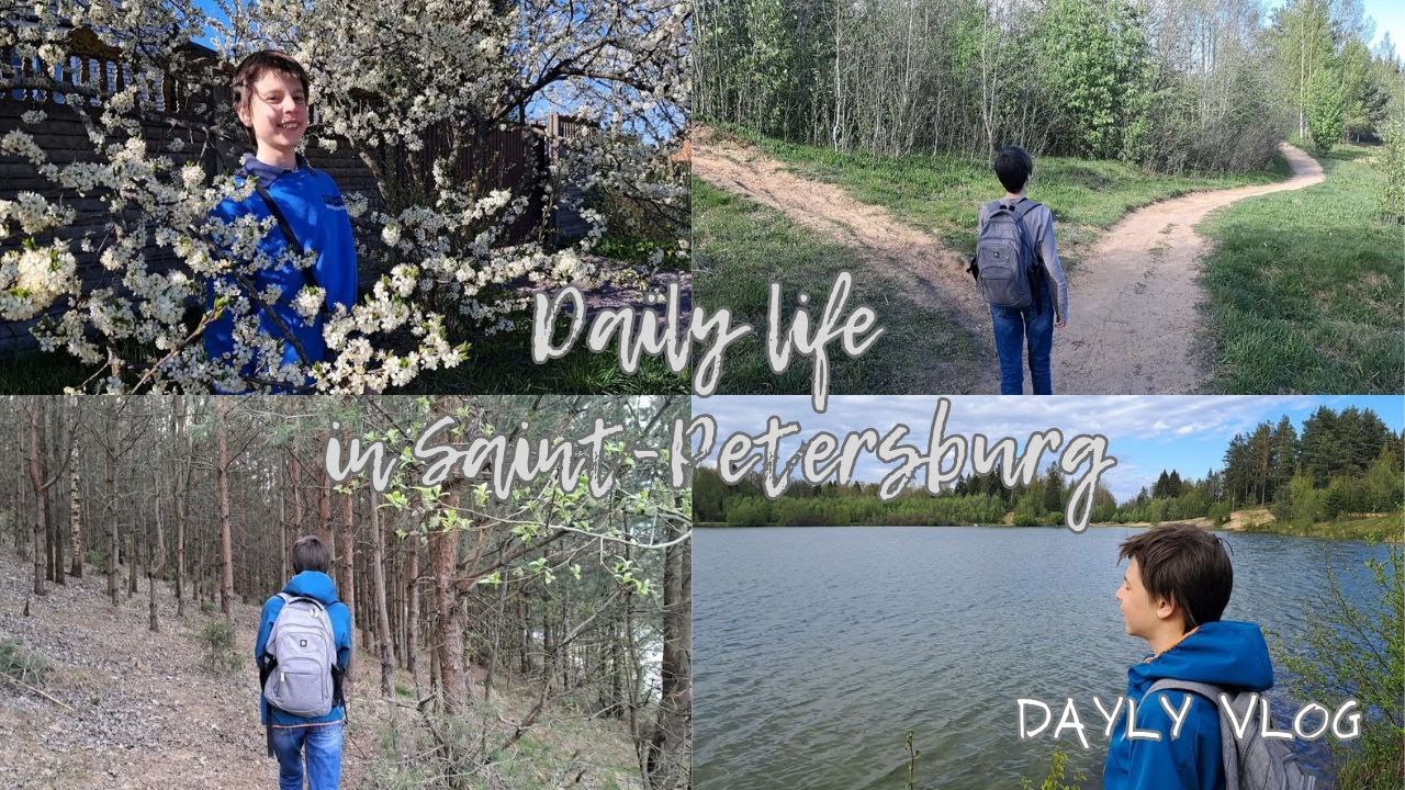 Daily life in Saint-Petersburg's region. Walking near the lake. Life in nature.