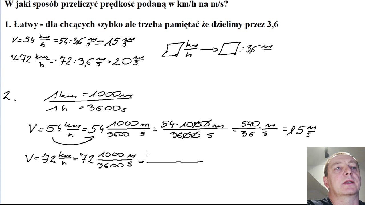 Przeliczanie prędkości z km/h na m/s - level 1 :)