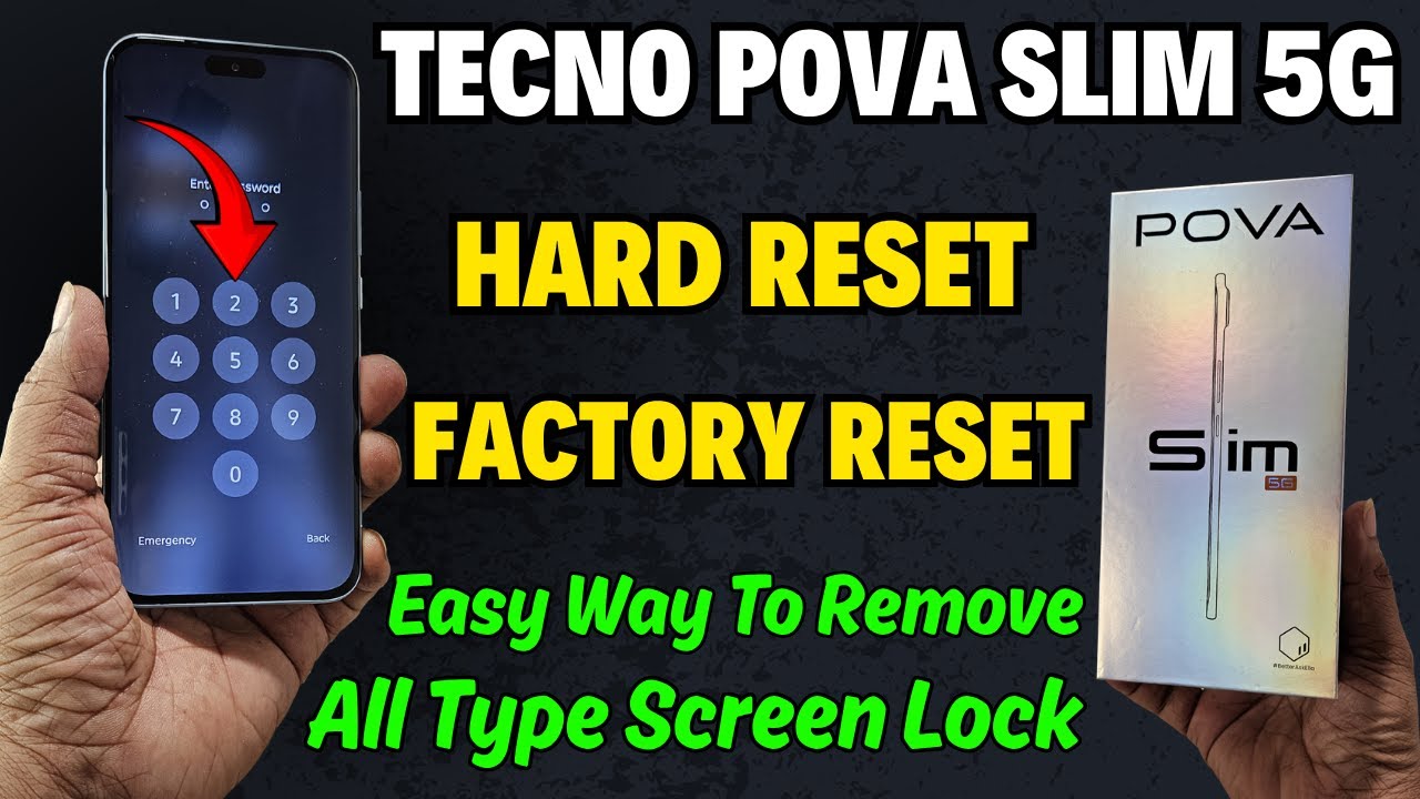 Easy way to unlock Tecno 5g mobile 👉Tecno Pova Slim 5g Hard Reset remove all type Screen lock