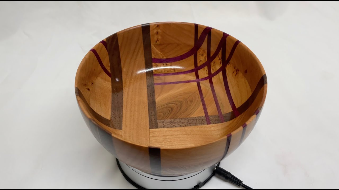 Wood Turning - Cherry Burl, Walnut and Purple Heart Segmented Bowl