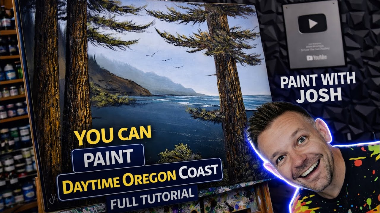 Painting #2323 - Oregon Seascape #PaintWithJosh #BobRoss #oilpainting #paintingtutorial #artteacher