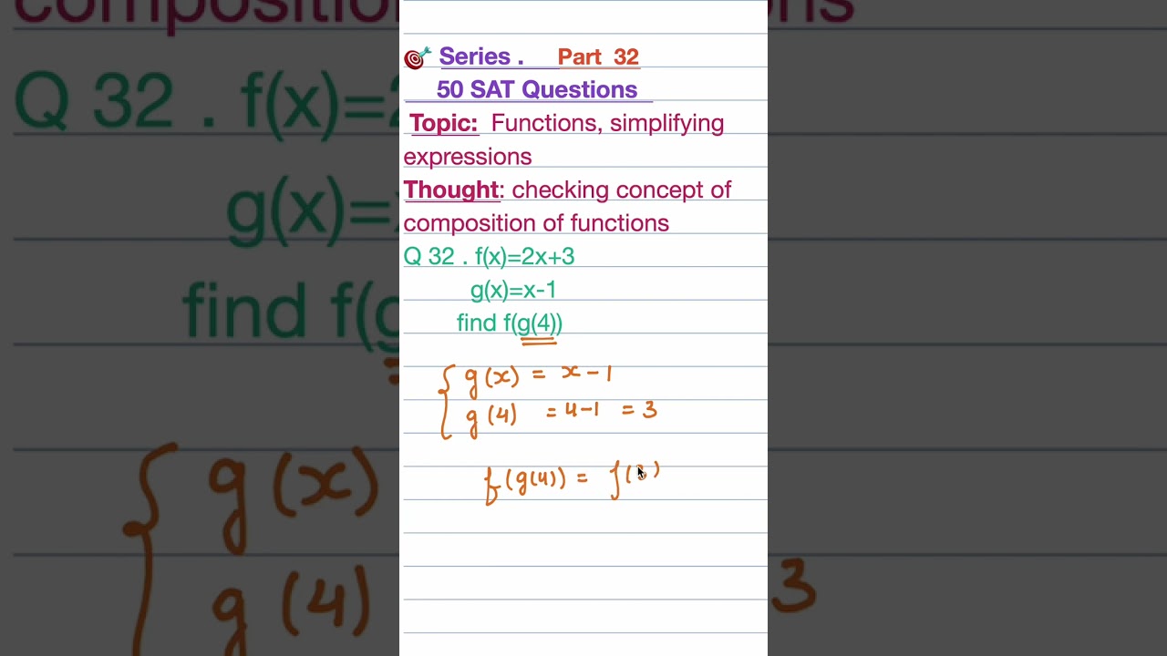 How to evaluate composite functions. Q3(32) SAT series #sa #maths  #satexam #sattest #education