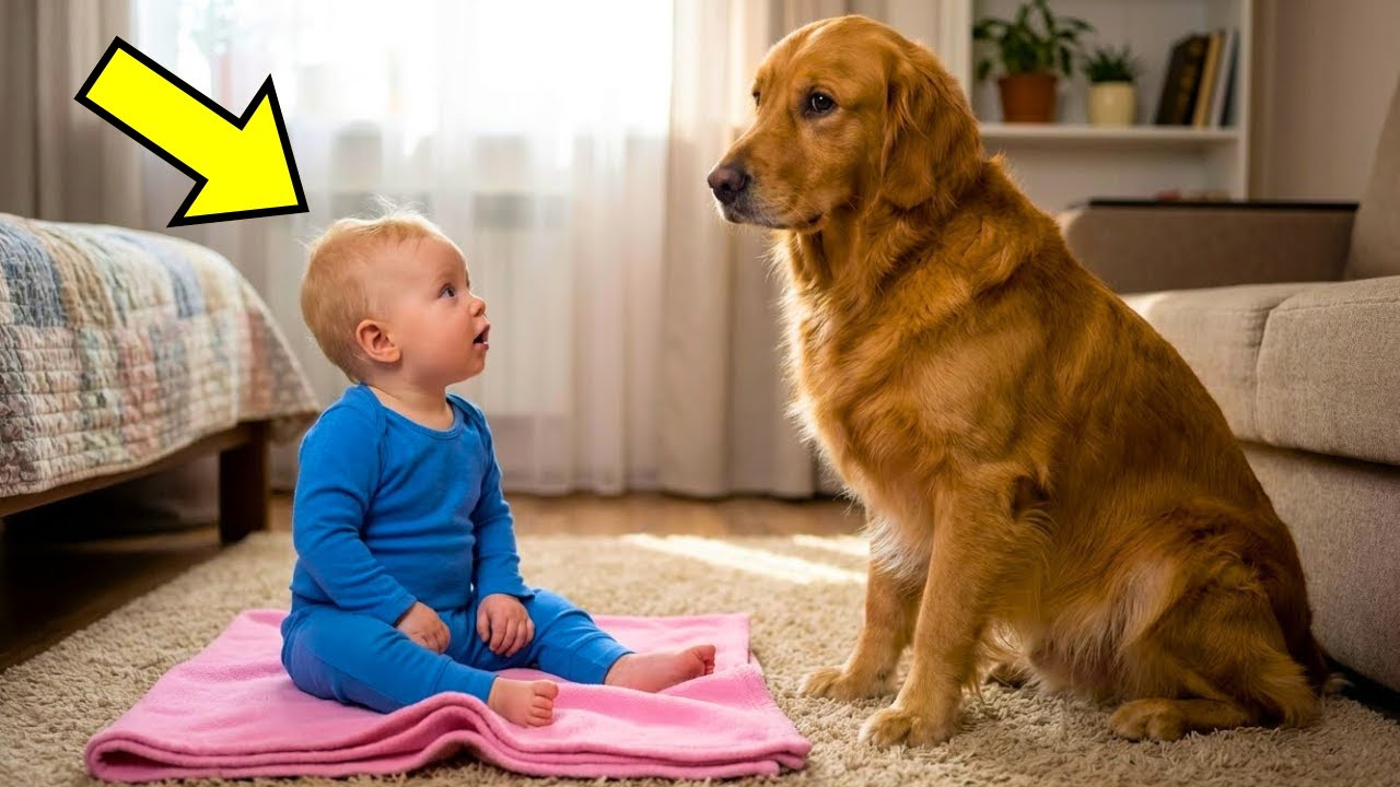 Baby Kept Staring At The Golden Retriever. When Dad Realized Why He Cried!!
