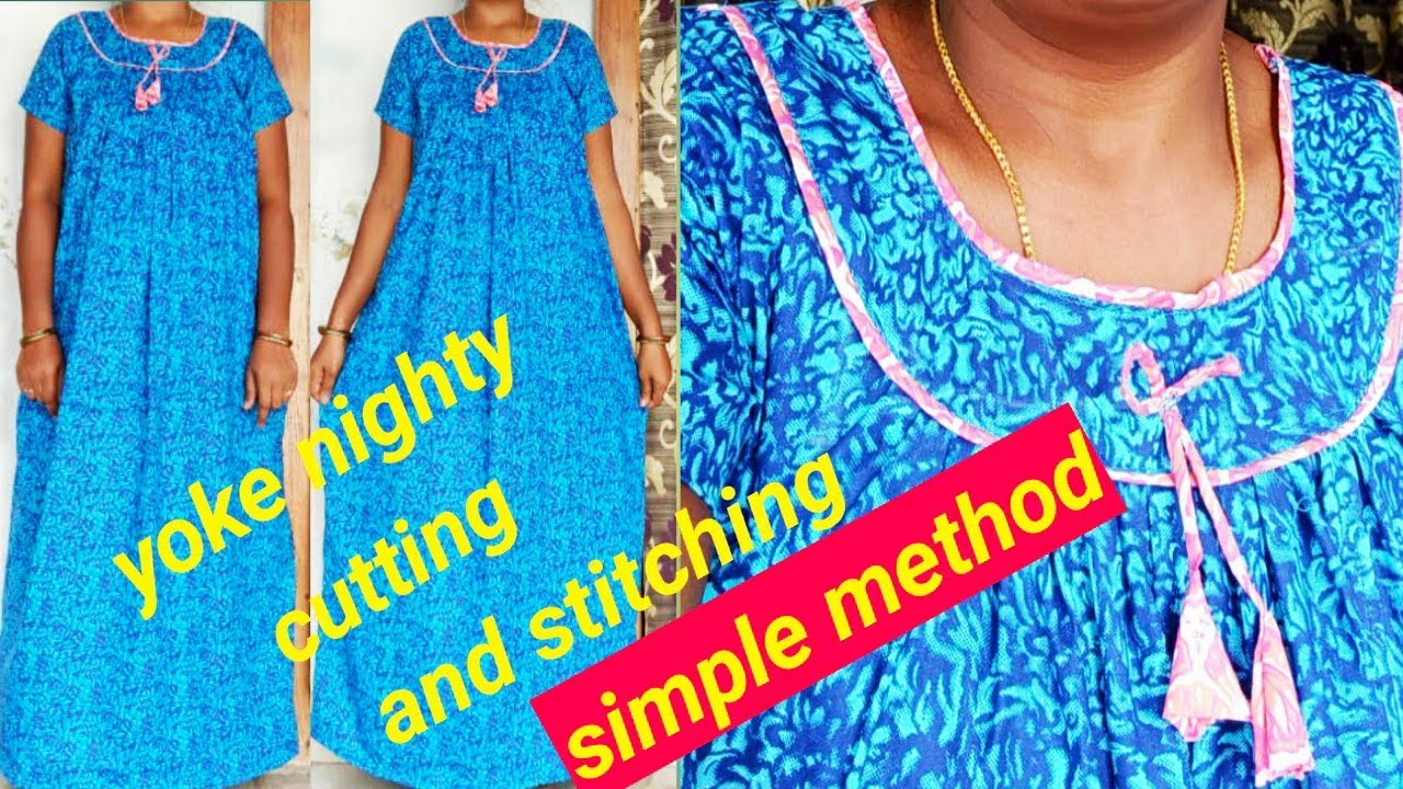 New model nighty cutting and stitching easy method//నైటీ మీరే కుట్టుకోవలనుకొంటున్నార ఇలా ట్రై చేయండి