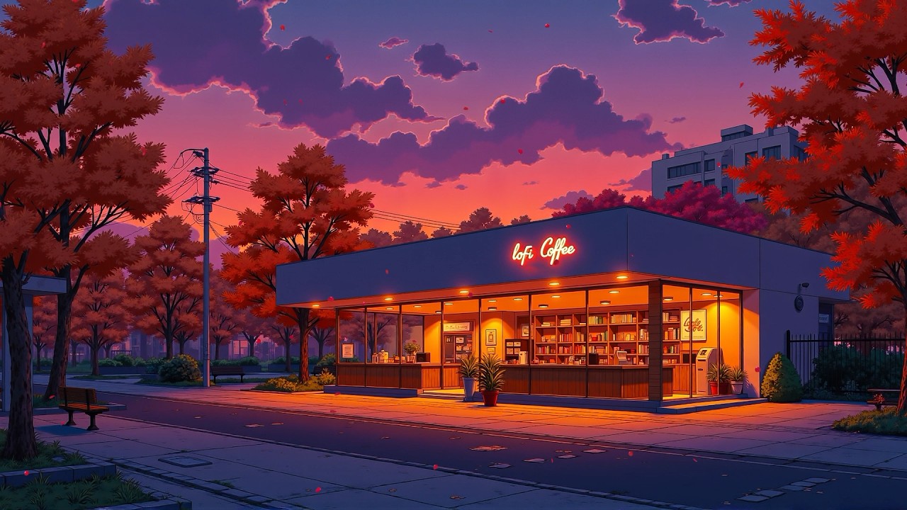 Autumn Park Caf&eacute; ☕ Soft Lofi Coffee Glow 🍂 Calm Beats For Study, Work & Stress Relief.