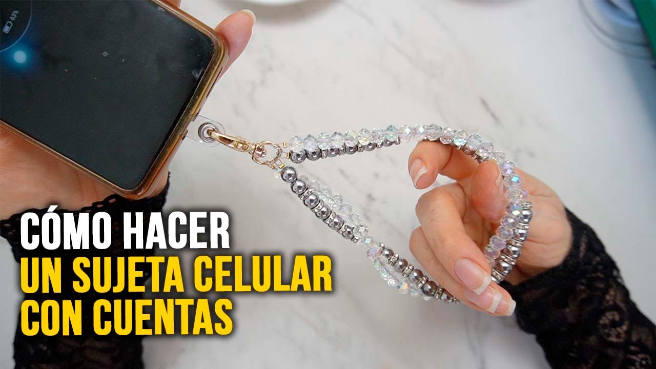 Cómo hacer un SUJETA CELULAR con cuentas paso a paso | Fácil y elegante