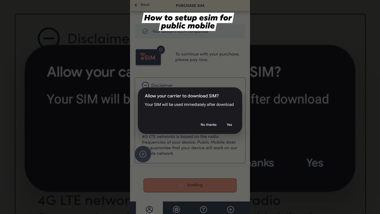 how to setup or change to digital esim for public mobile network owned by telus koodo