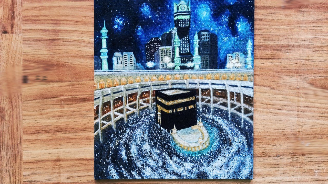 how to paint mecca madina with oil paint