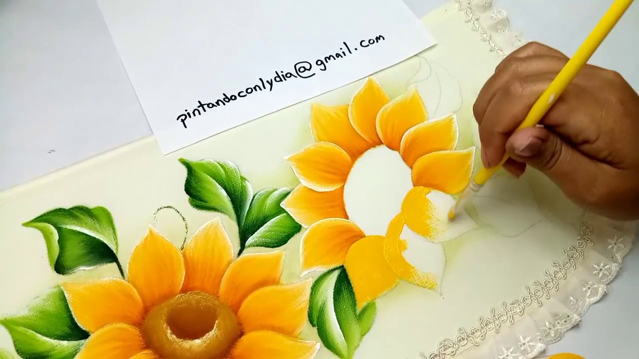 Tutorial De Pintura Como Pintar Girasoles Fácil / How to paint Easy Sunflowers