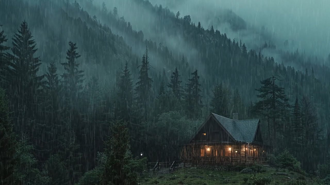 Lluvia relajante - noche de lluvia - cabaña bajo la lluvia - sonido de lluvia