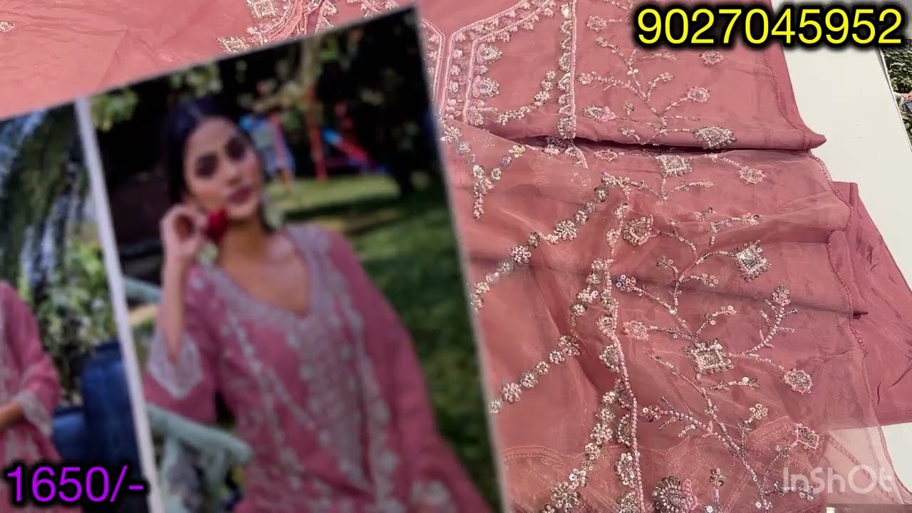 Chiffon and organza heavy embroidered designs @1650/-  🔥 Shipping free• WhatsApp on 9027045952 👈🏻