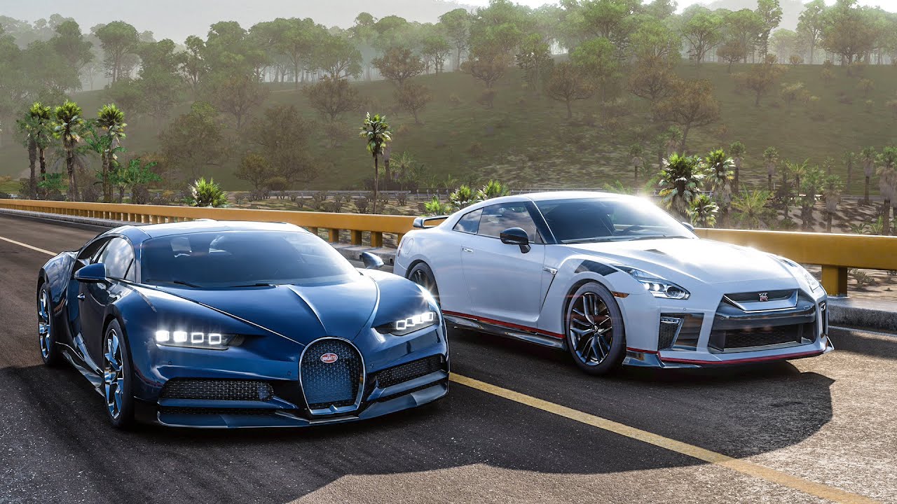Forza Horizon 5 Drag race: Bugatti Chiron vs Nissan GTR (1000bhp)
