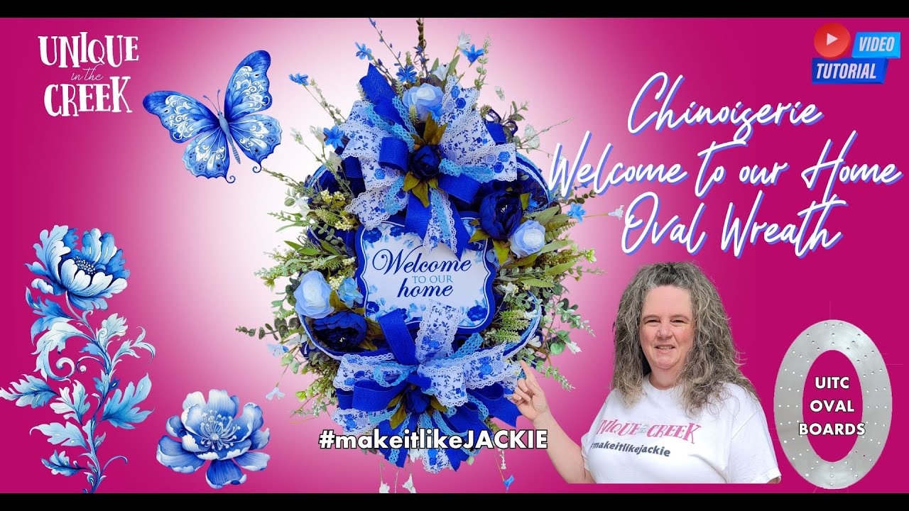 GORGEOUS WELCOME TO OUR HOME CHINOISERIE | DIY WREATH MAKING TUTORIAL | #teamunique