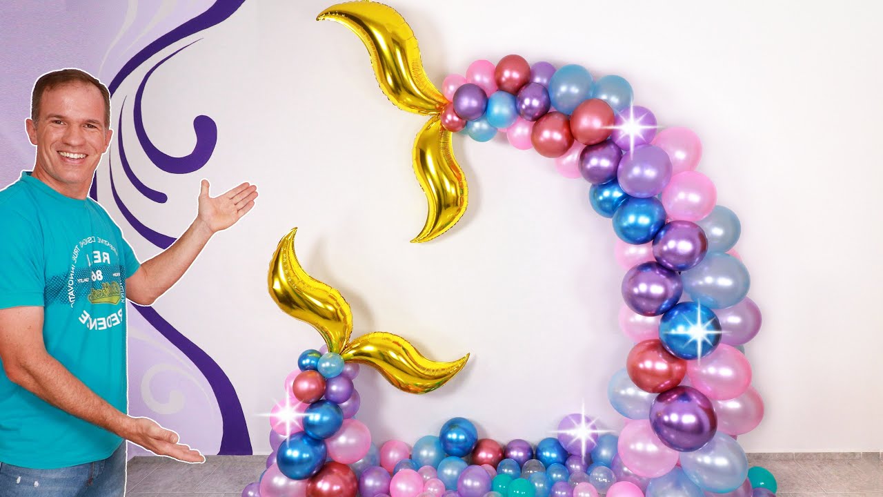 COLA DE SIRENA CON GLOBOS 🥳🎈 (cumpleaños de sirena) Decoraciones para cumpleaños - Gustavo gg