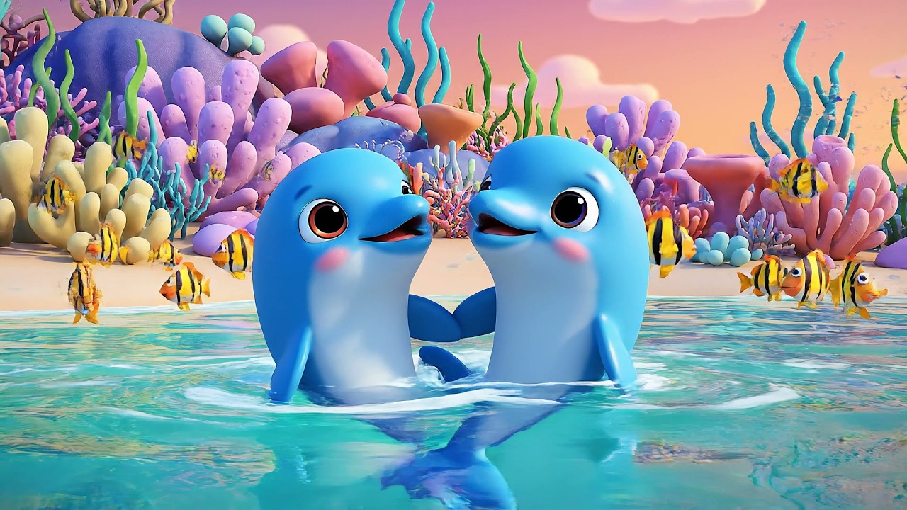 Cinco Pequeños Delfines Bebés Nadan, Nadan | Canción de Animales Marinos y Números