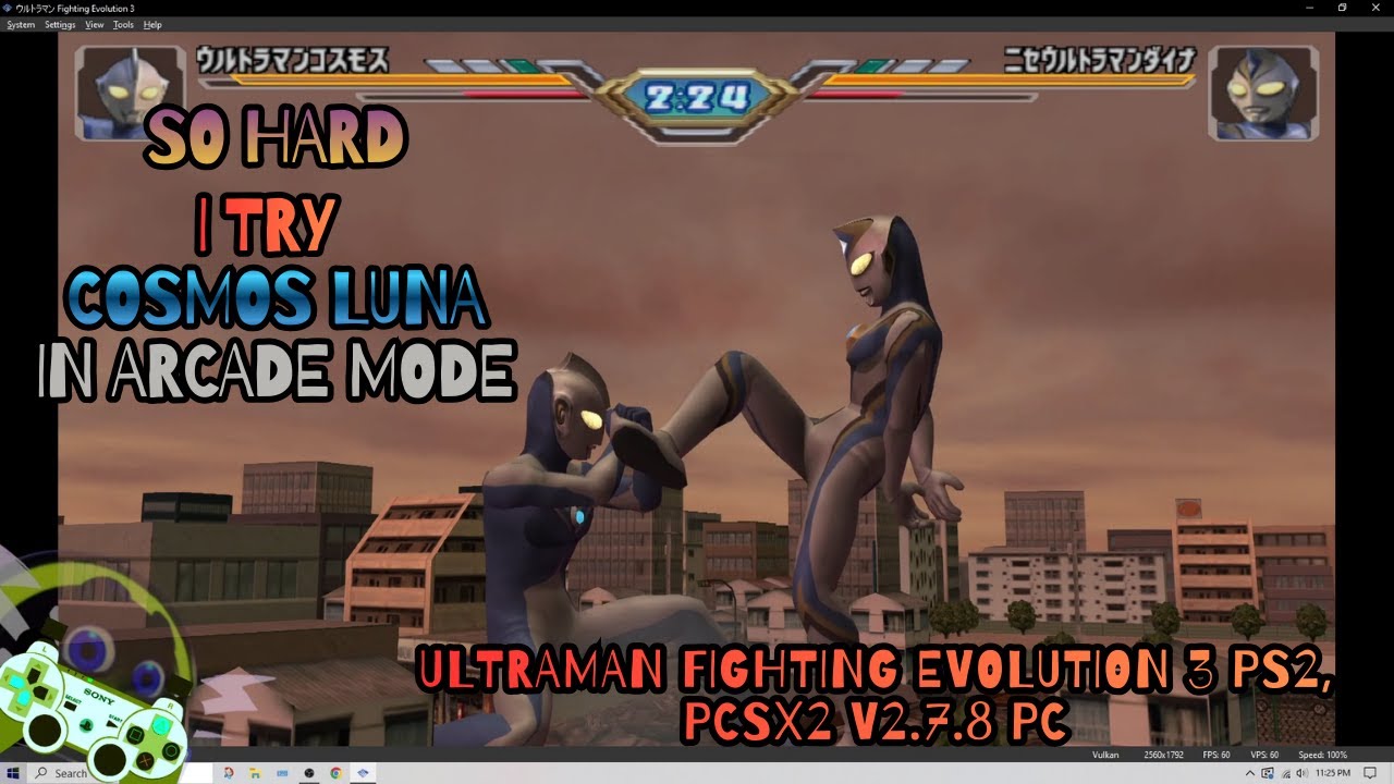 Cosmos Luna Arcade Mode Hard, Ultraman Fighting Evolution 3 PS2, PCSX2 v2.7.8
