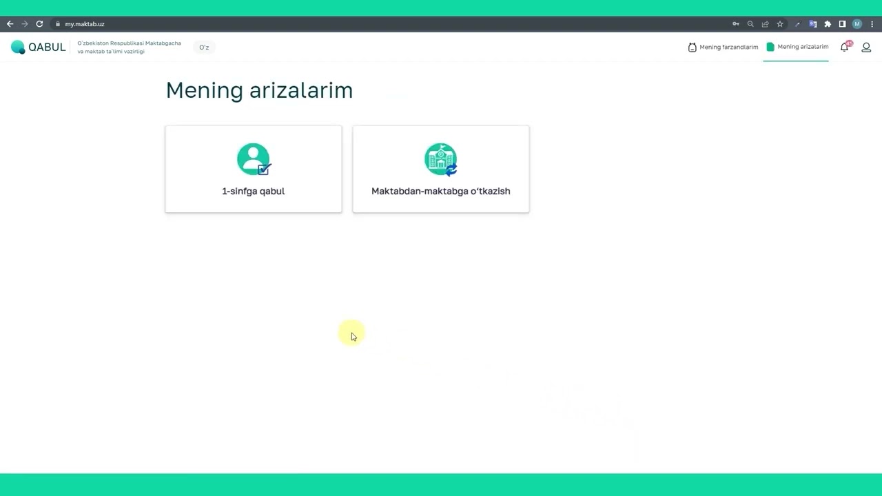 2023-2024 o‘quv yili uchun o‘quvchilarni 1-sinfga onlayn qabul qilish tizimi - my.maktab.uz