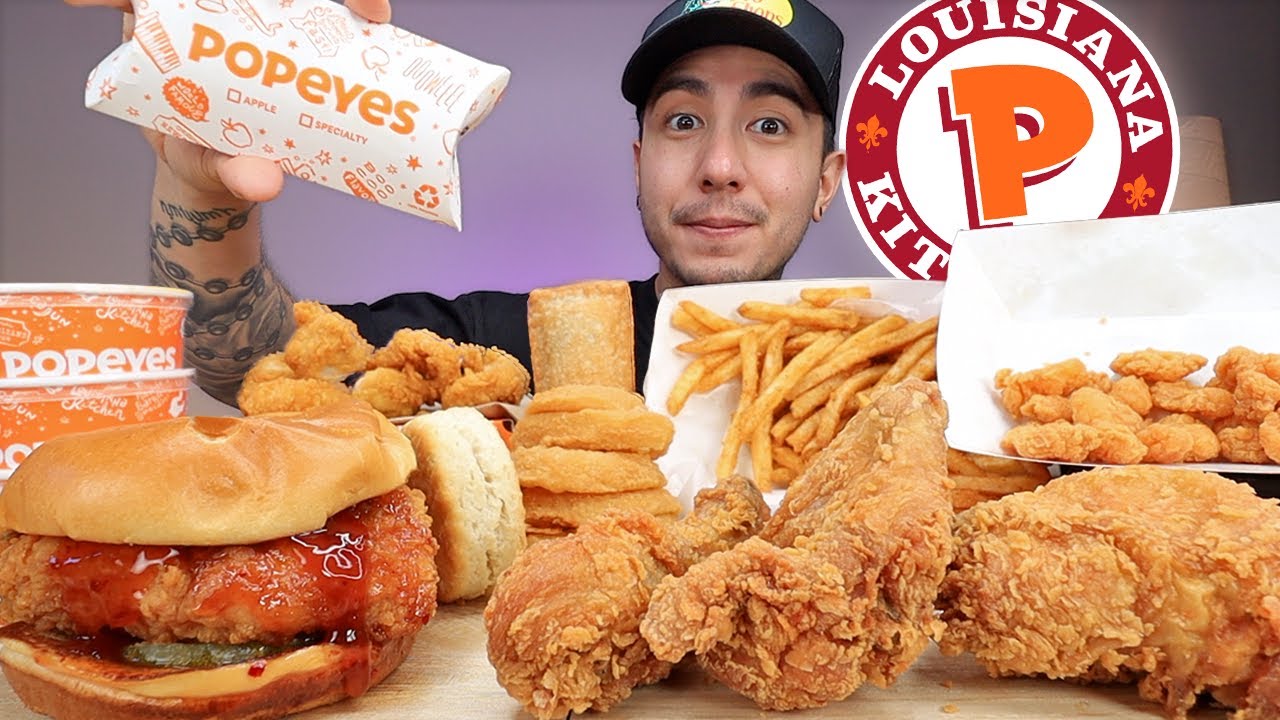 MUKBANG EATING Popeyes New Megan Thee Stallion Chicken Sandwich, Fried Chicken, Nuggets, FriedShrimp