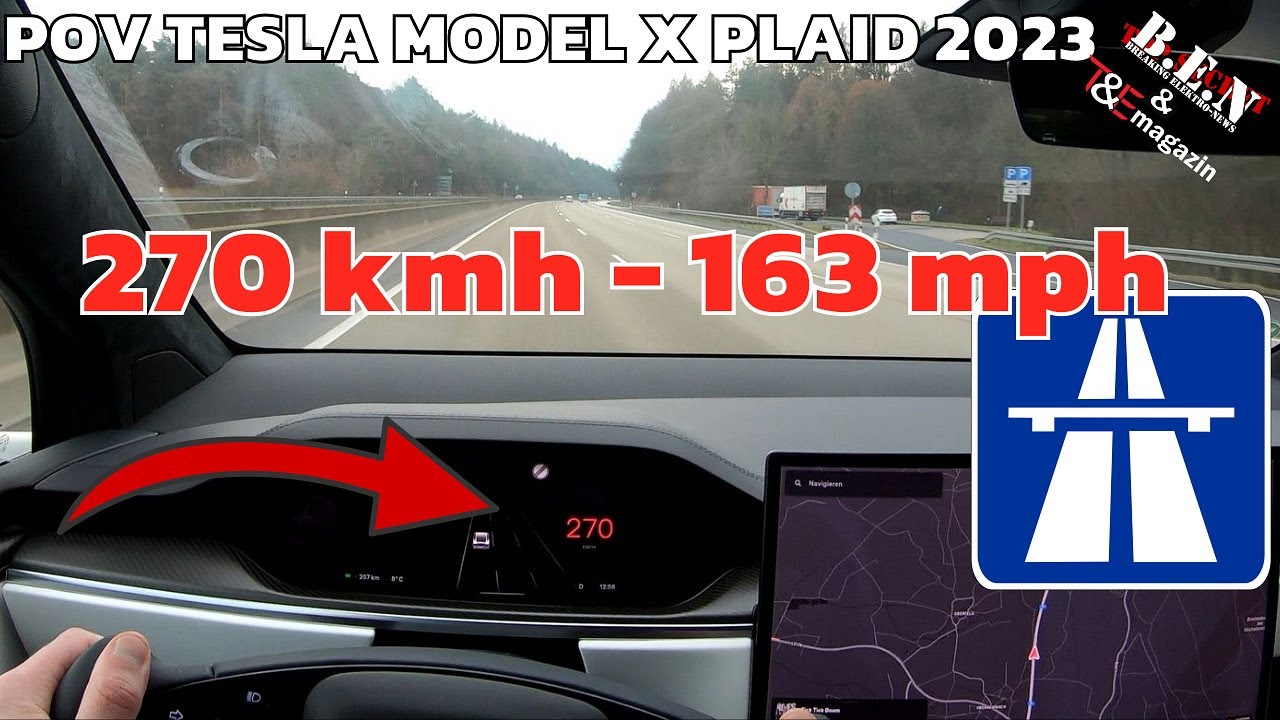 POV TESLA MODEL X PLAID 2023: 270 км/ч / 163 миль/ч на автомагистрали