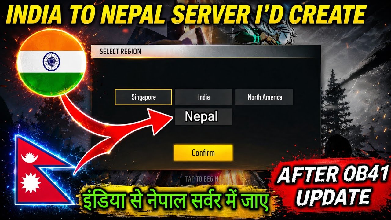 INDIA TO NEPAL SERVER I'D CREATE FREE FIRE 😱🇳🇵||HOW TO GET NEPAL SERVER IN FREE FIRE|FF NEPAL SERVER