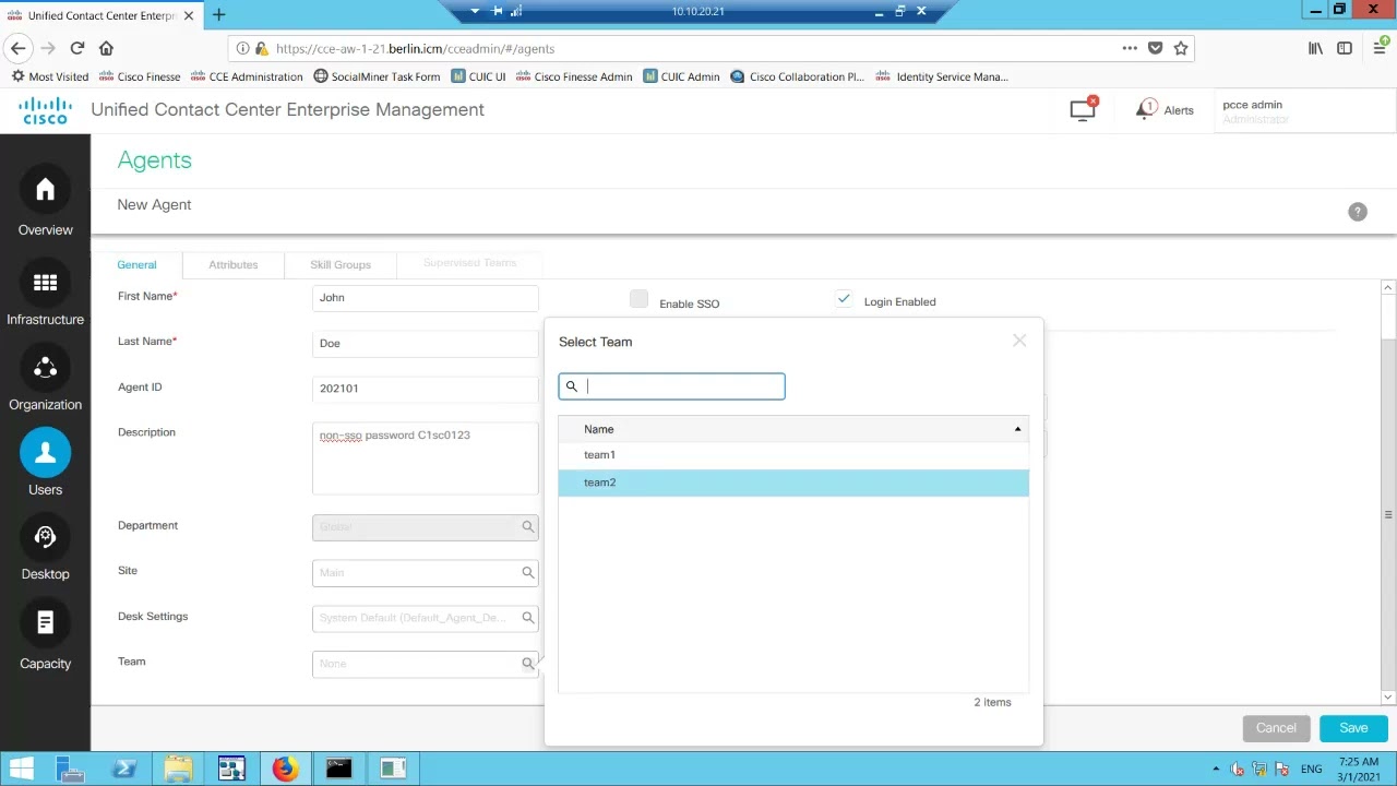 Agent Configuration in PCCE