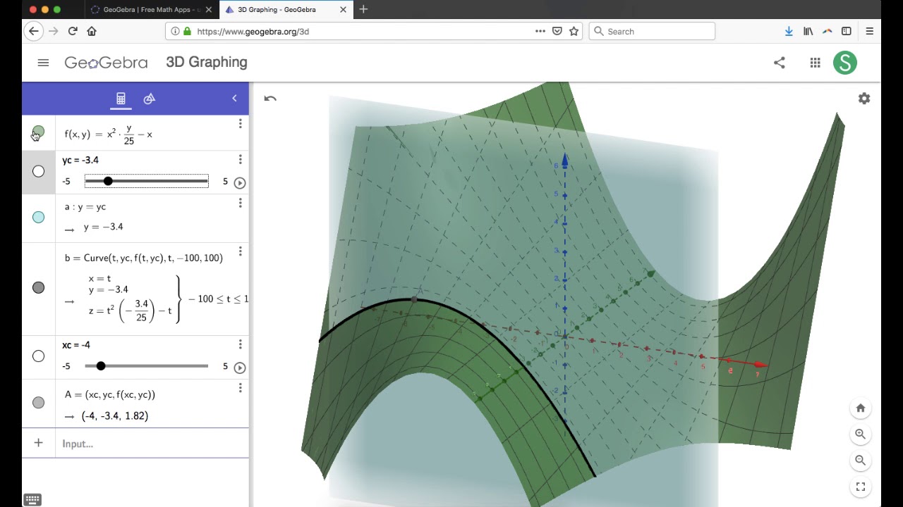 Exploring Partial Derivatives in GeoGebra 3D