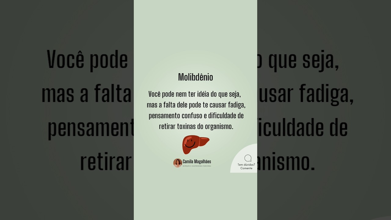 O molibd&ecirc;nio e sa&uacute;de