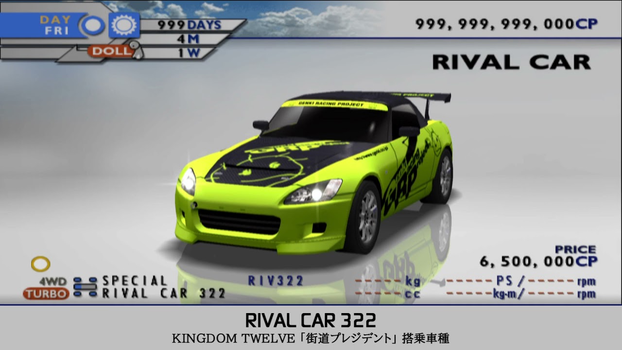 KAIDO 峠の伝説 スペシャルカー・ライバルカー性能データ