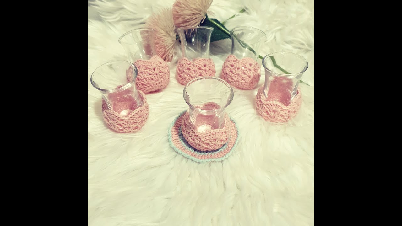 تلبيسة  أكواب شاي كروشية