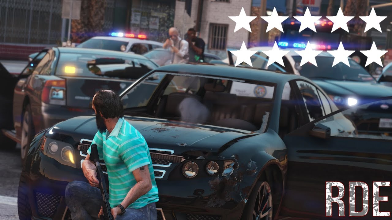 GTA 5 RDE 4.0 - Trevor INVINCIBLE! + 10 Star Escape