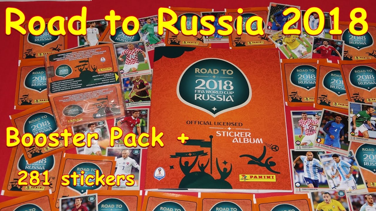 Road to Russia World Cup Booster Box Panini Sticker unboxing Full Box + 5 Packs 281 new stickers