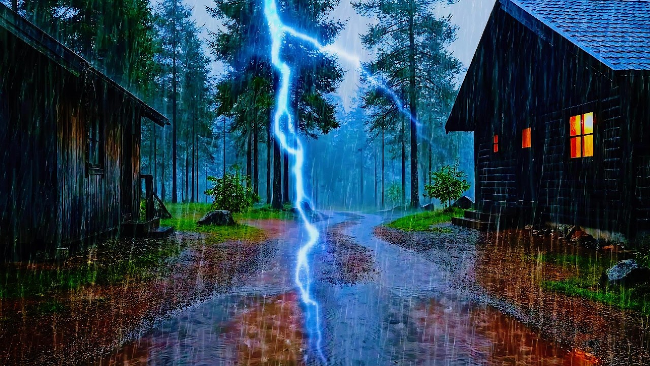 Heavy Rain in the Night Forest for Relaxation, Say Goodbye to Stress and Sleep Soundly in 5 Minutes