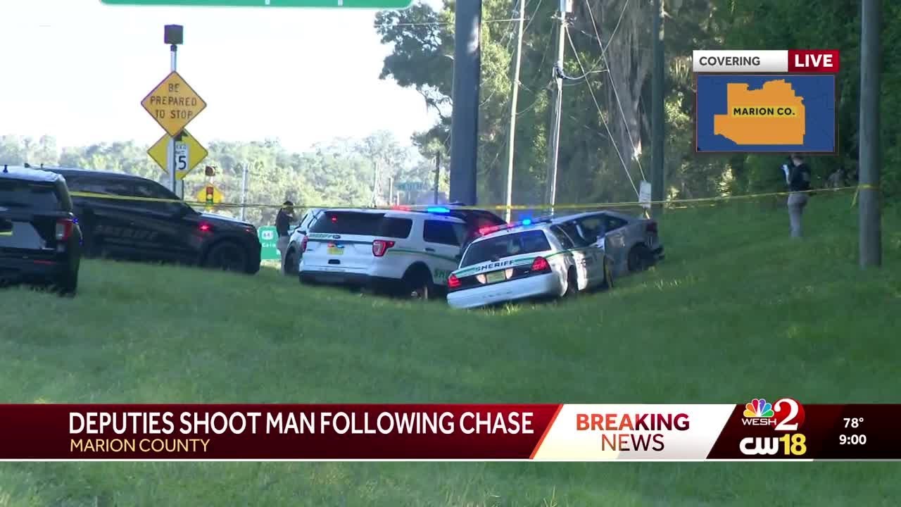 Driver shot after attempting to run over Marion County deputy during chase, officials say
