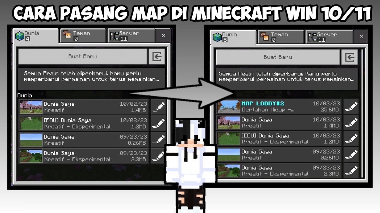 CARA PASANG MAP/WORLD DI MINECRAFT WINDOWS 10/11